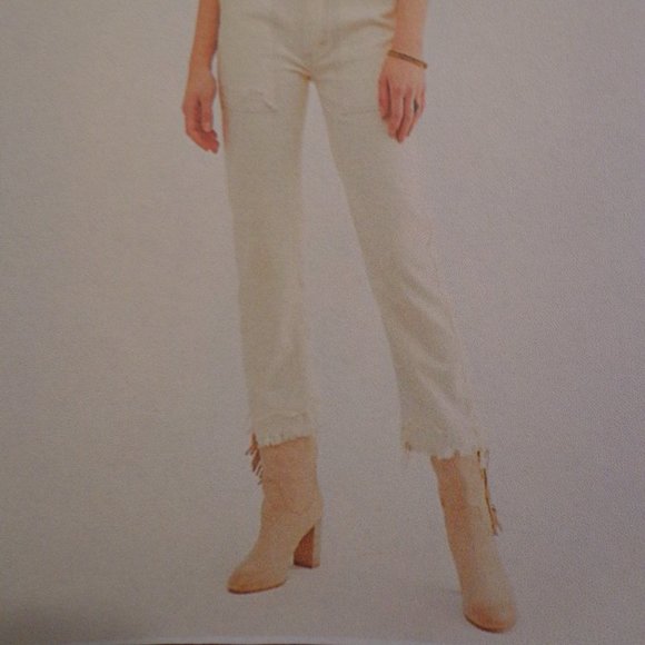 NIB FREE PEOPLE Wild Rose Slouch Boot 36 Ivory Italy Leather Fringe NO DISCOUNTS - Picture 5 of 15